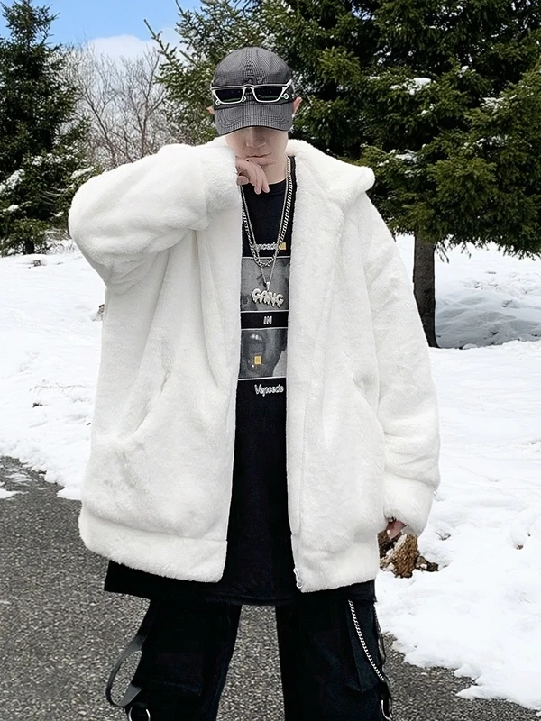 

Мужская зимняя куртка Cleanfit American Style с капюшоном, из овечьего флиса, утепленная, с большим меховым воротником, хлопковое пальто