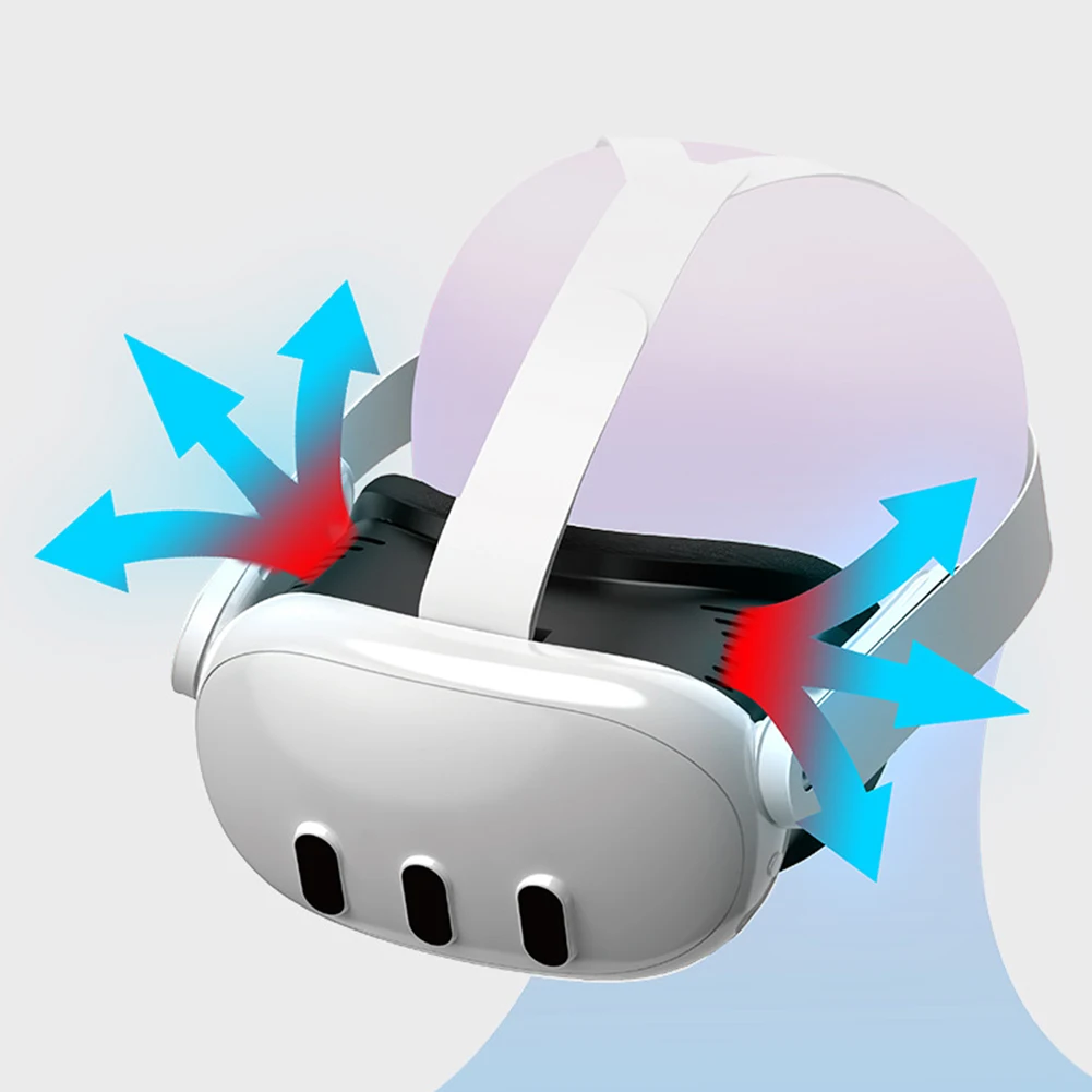 غطاء وجه مروحة التبريد مع RGB لـ Meta Quest 3 VR واجهة الوجه المبرد قناع رائع قابل لإعادة الشحن مع وسادة أنف مضادة للتسرب
