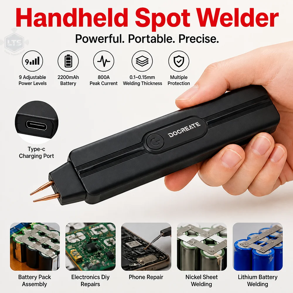 9 Gears Spot Welder Adjustable Portable Handheld Digital Display Mini Spot Welding Machine Automatic Trigger for 18650 Battery
