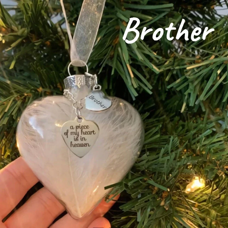 A Piece of My Heart Is In Heaven Love Xmas Souvenir Transparent Plastic Ball Commemorative Christmas Tree Ornaments Jewelry Gift