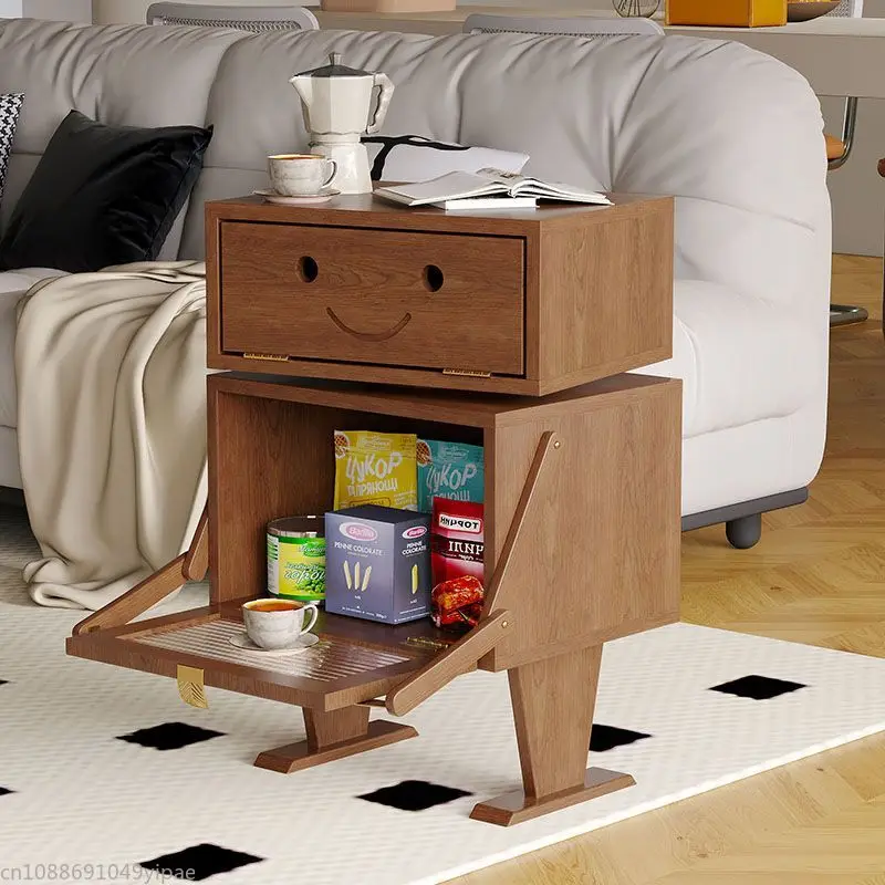 Robot Nightstand Solid Wood Simple Sofa Side Several Bedroom Side Cabinet Snack Cabinet Universal Bedside To Store Furniture