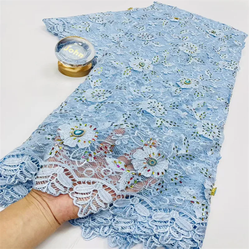 

Lace Fabric High Quality 2026 Afircan Guipure Cord Fabric Water Soluble Milk Silk Fabric Party Dress