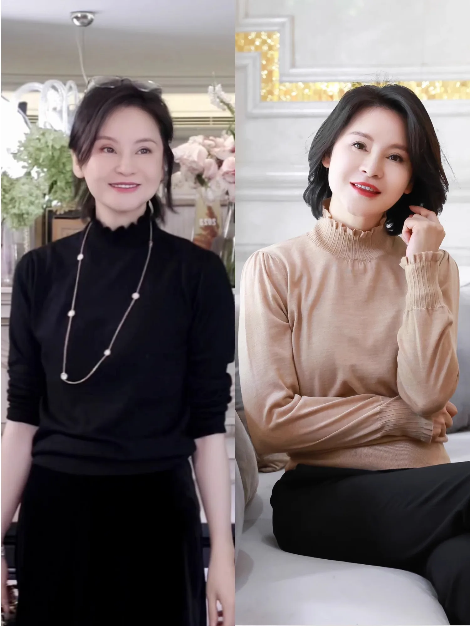 

RuienCo Luxury Merino Wool Knitted Sweater Long Sve High Collar Versatile Ele Sle Commute Friendly Autumn ential