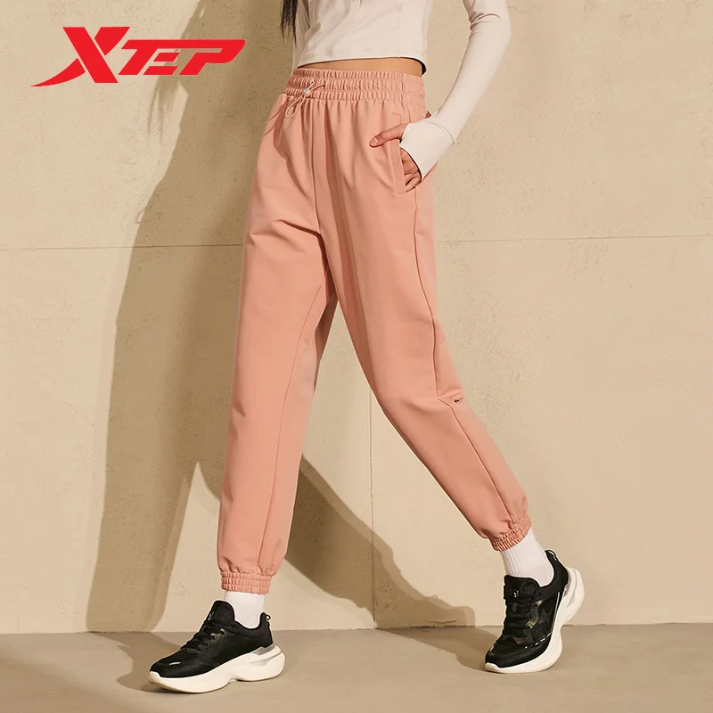 Xtep Woven Trousers For Women 2024 Spring Training Comfortable Women\'s Sweatpants Leisure Sports Cozy Fuzz Bottoms 876128980095