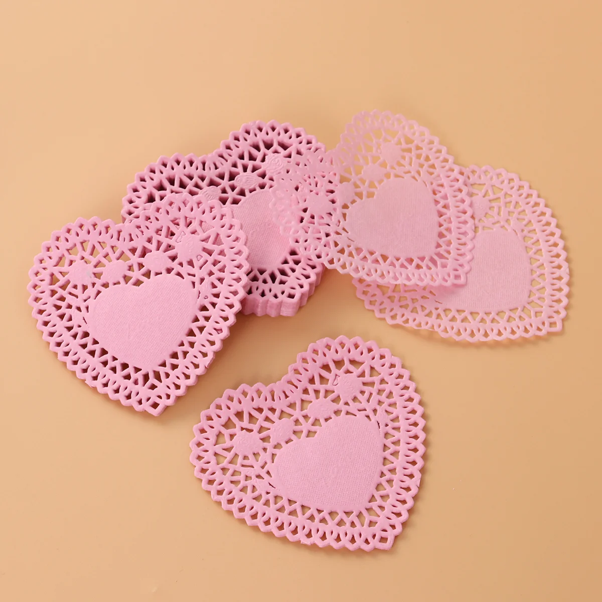 250Pcs 4 Inch Wedding Tableware Decoration Hollow Love Heart Placemats Oil Proof Floral Paper Doilies Cake Baking Paper Mats (Ra