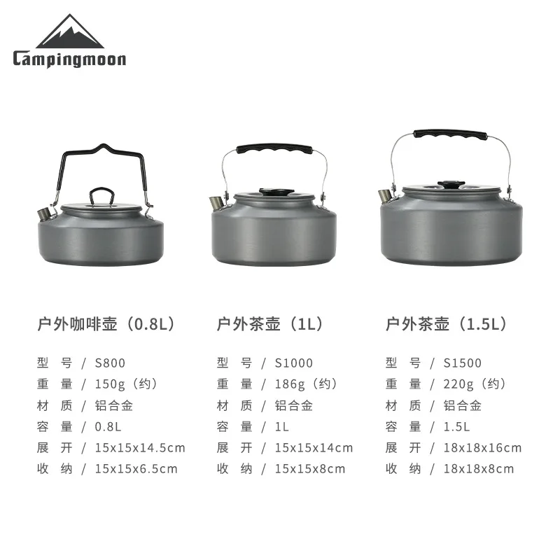 Imagem -06 - Outdoor Camping Chaleira Multi Uso Compingmoon Liga Chaleira 0.8l 1l 1.5l