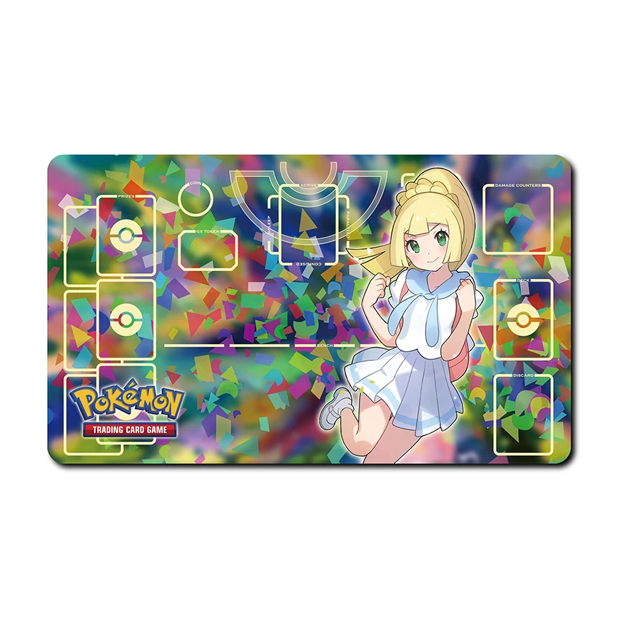 Diy 60*35*0.2cm PTCG Pokemon Dedicated Battle GAME Card Mat Lillie Marnie Rosa Serena Gift Toy Game Anime Table Mat