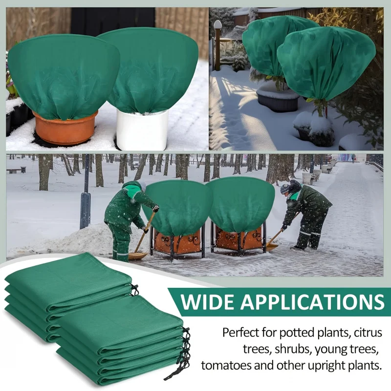 

6-Pack 39.4"x23.6" Winter Plant Covers - Brown frost protection bags with drawstring for shrubs, roses & trees