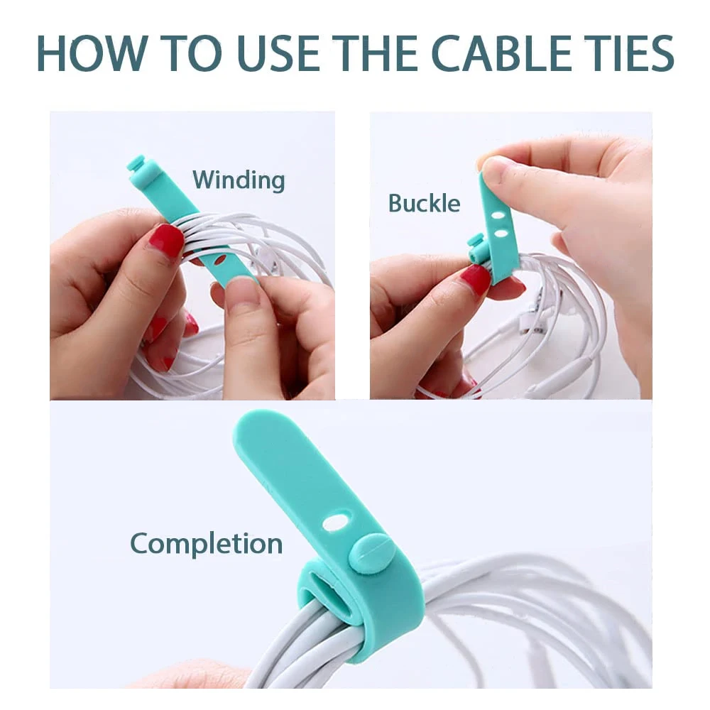 4/12/20PCS Cable Organizer Earphone Clip Charger Cord Management USB Line Storge Holder Clips Data Line Bobbin Winder Straps