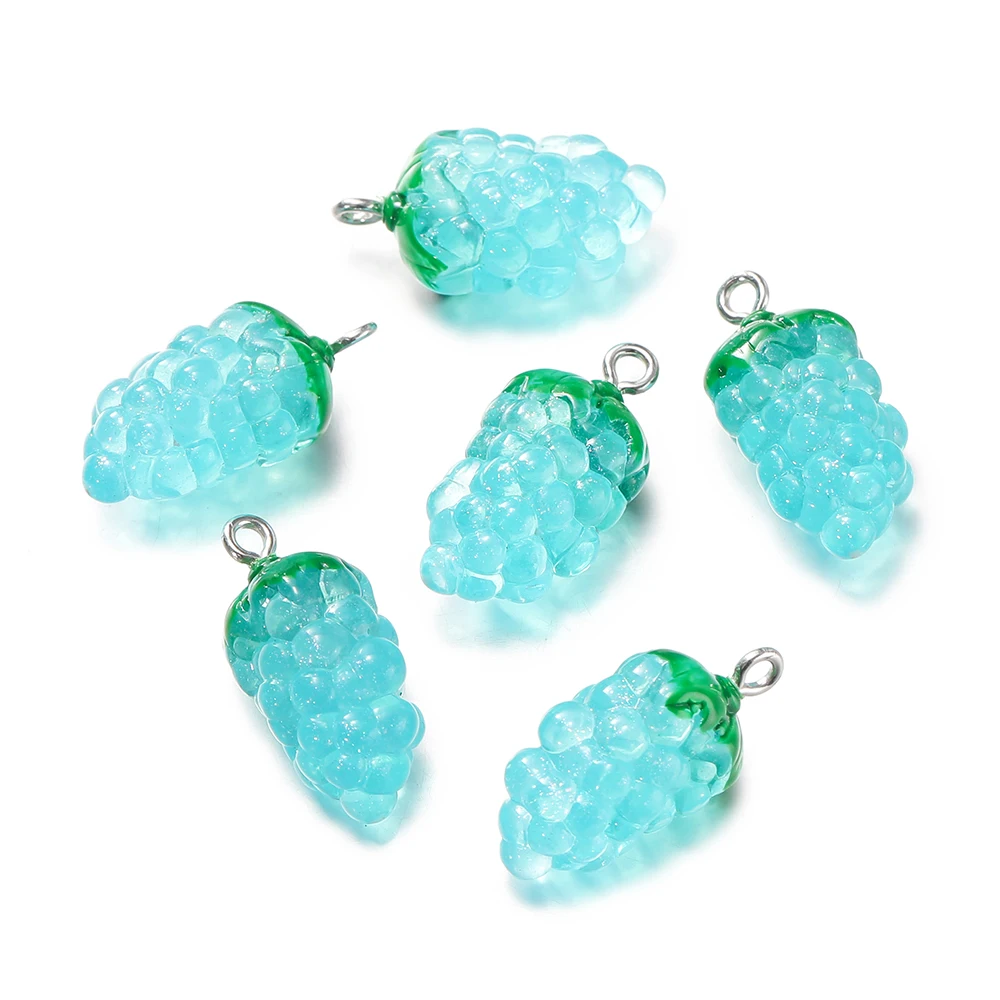 10Pcs Grape Resin Charms for DIY Jewellery Making