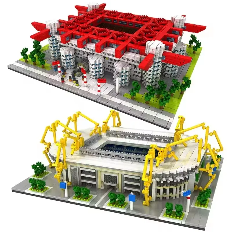Barcelona Soccer Stadium Micro Blocks Modellbausatz – Mini-Steine, architektonisches Bauset für Kinder, Fußballplatz-Themen-Geschenk