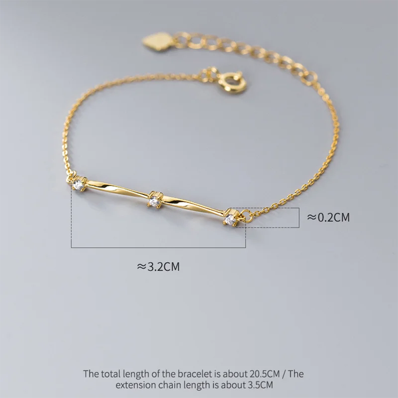 WANTME 925 Sterling Silver Fashion Elegant Twist Charm Chain Bracelet for Women Teen Simple Pave Zircon Bangle Wave Jewelry