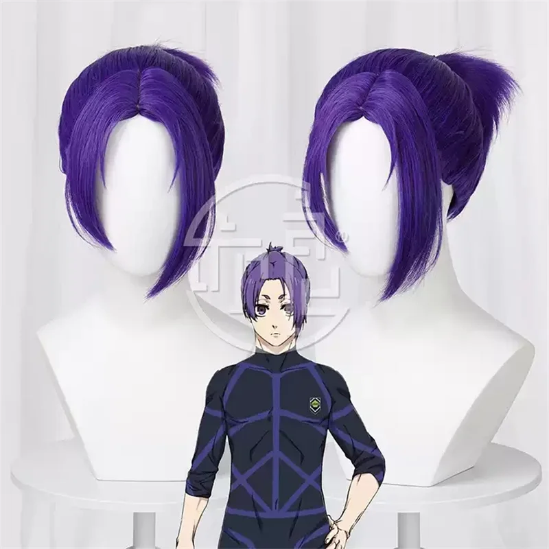 Rambut palsu Cosplay Mikage Reo kunci biru rambut sintetis tahan panas ungu topi Wig + karnaval peran pesta Halloween