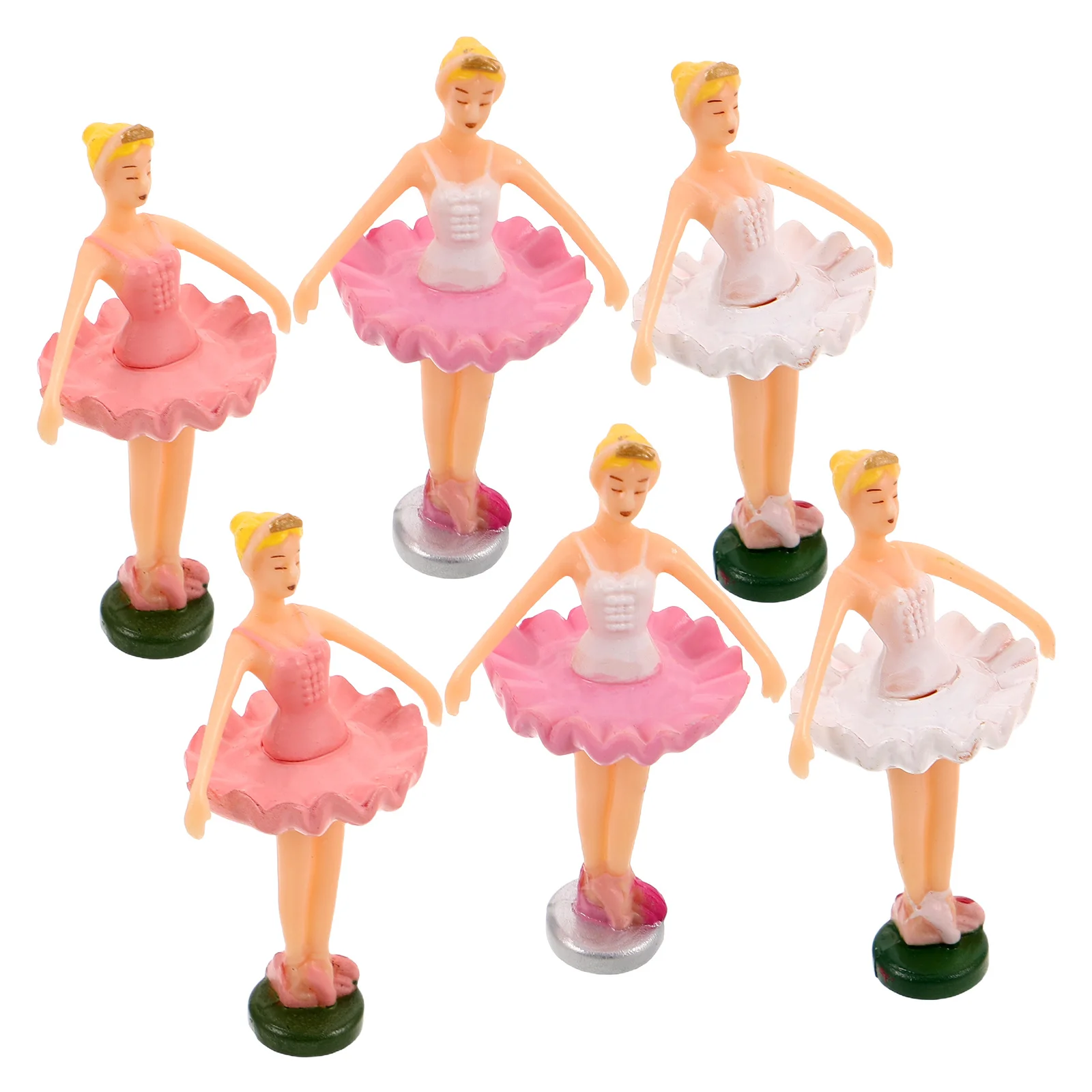 

6pcs Music Box : Ballerina Auto-Rotating Dancing Girl Statue For Desk Ornament Cake Topper Fairy Tale Decor