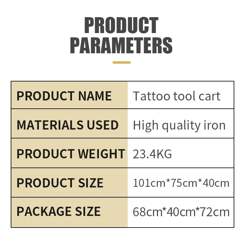 TAIDU Tattoo Tool Box Station With Four Darwers Tattoo Tool Trolley With Wheels Moveable Steel Tattoo Toolbox Table