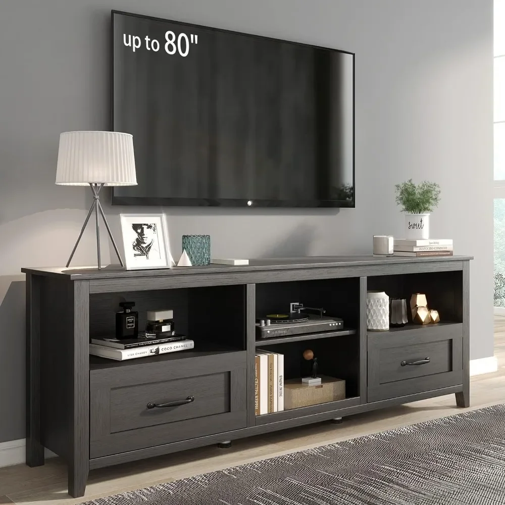 

TV Stand 80", Large Television Stands with Drawers for Living Room, Farmhouse Entertainment Center with Storage and Shelves