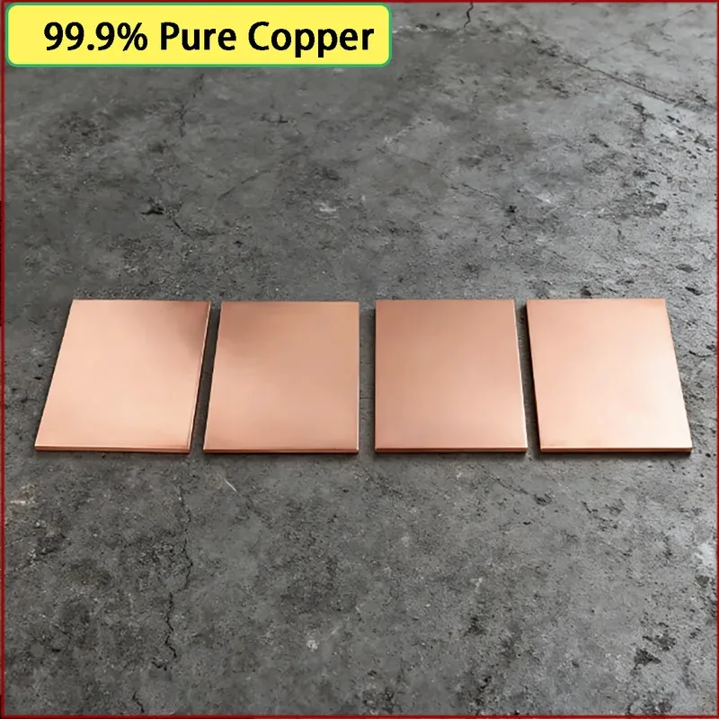 99.9% Pure T2 Copper Sheet Plate 0.6-1.2mm Thick 10x10-300x300mm High Conductivity Red Copper Metal