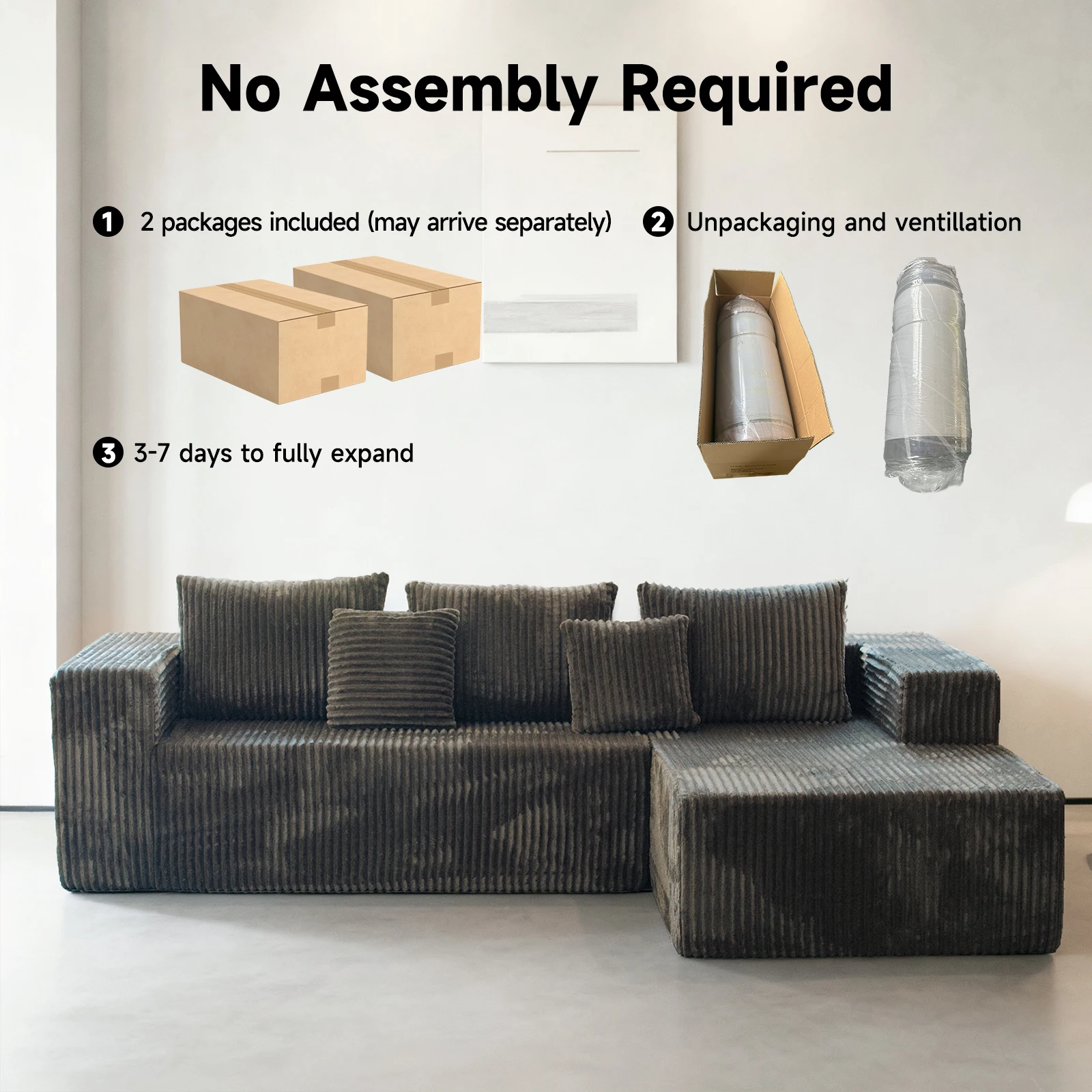 #Wholesale Modern Living Room Furniture L Shape Sofa Compressed Couch Bed Sectional Foam Sofa Compression