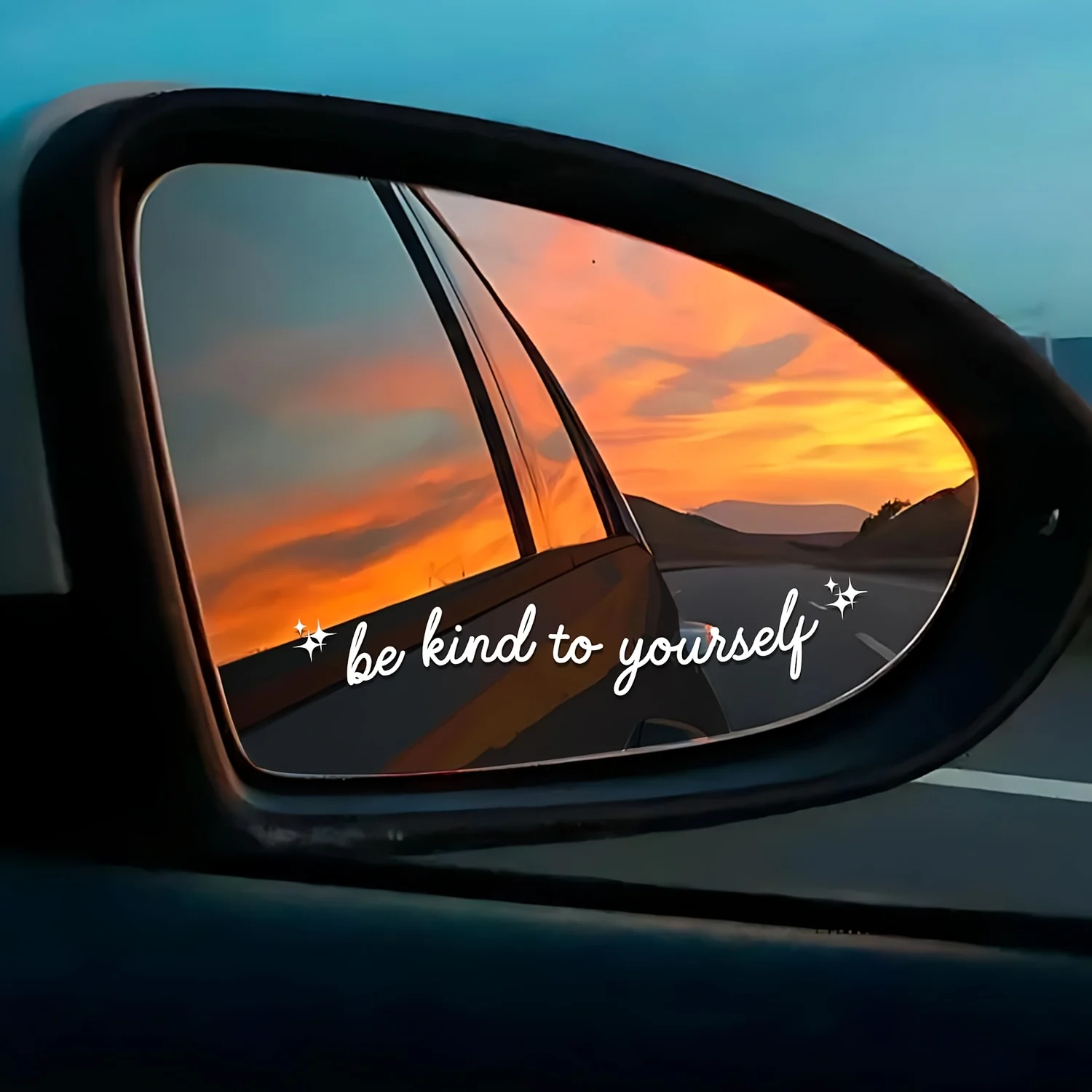 

Be Kind To Yourself Rearview Mirror Decal Mental Health Funny Sticker Water Bottle Laptop Fridge Car Window Vinyl