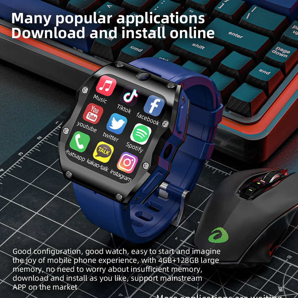 4G Android Smartwatch 4+128GB GPS Dual Camera Sim Card GPS NFC IP68 Waterproof Smart Watch APPLLP 3 MAX