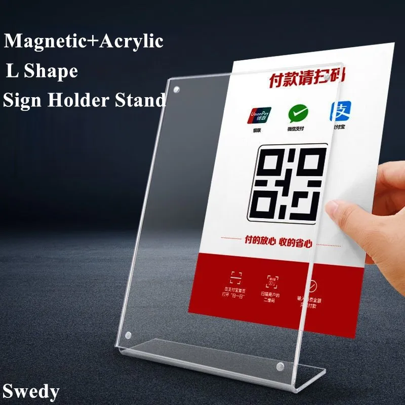 5 Pieces L Shape A5 Magnetic Advertising Poster Frame Display Stand Acrylic Table Desk Menu Card Price Label Tag Holder Stand