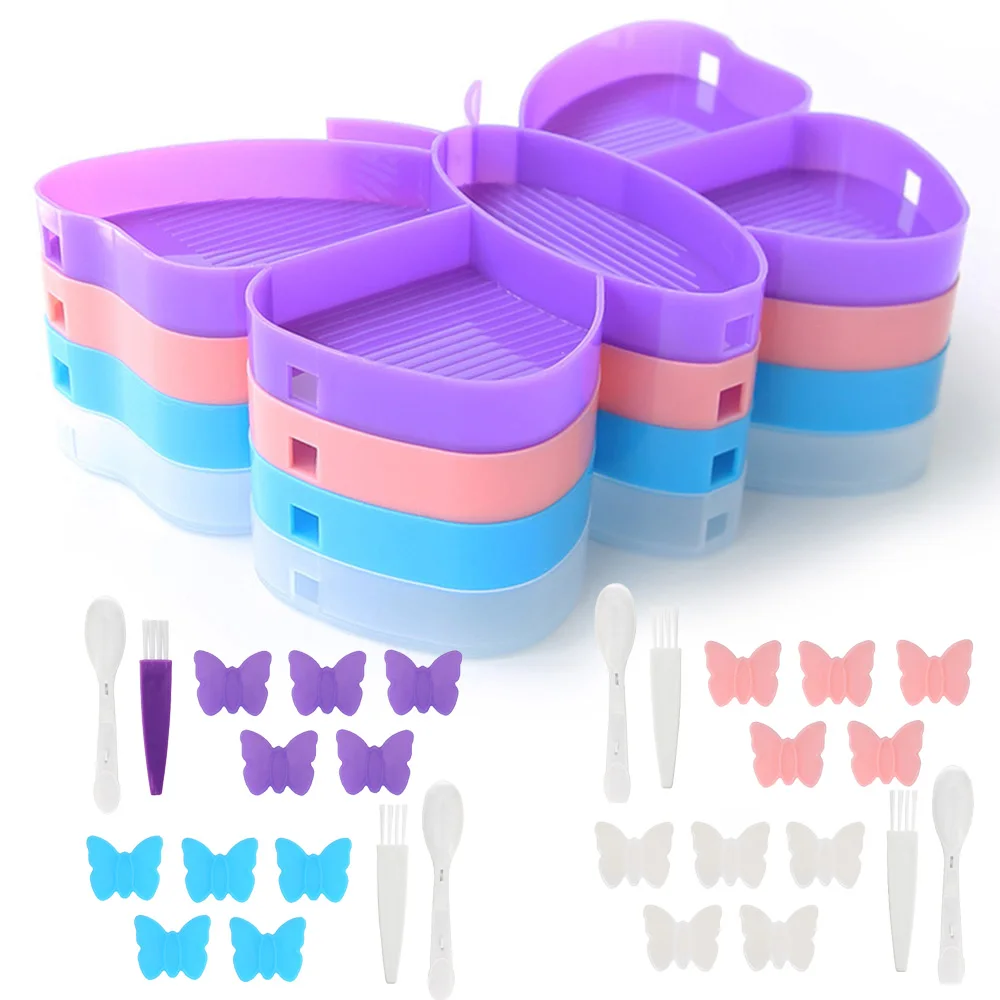 Diamond Painting Butterfly Tray Set, Cute Multi-Section Drill Organizer, Spoon, and Brush for Diamond Art and DIY Crafted view 3