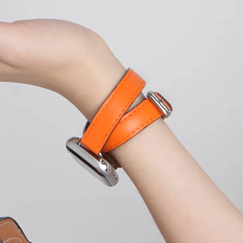 Кожаный ремешок для Apple Watch Band 49 мм 41 мм 45 мм 40 мм 44 мм 42 мм IWatch Series 10 9 8 7 6 SE 5 4 Ultra 2 1, сменный Браслет