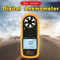 GM816 Digital Anemometer Mini Wind Speed Meter Air Velocity Temperature Measuring with LCD Backlight Anemometer Wind Meter