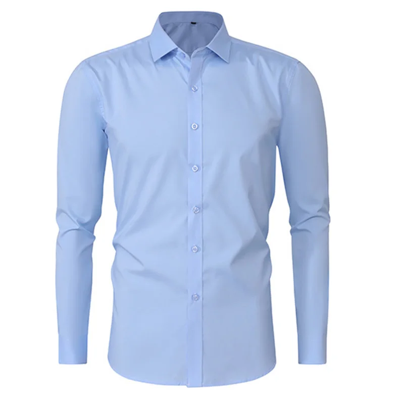 

White elastic shirt men's shirts easy-to-wear wrinkle-resistant foreign trade simple business solid color shirts small wholesale