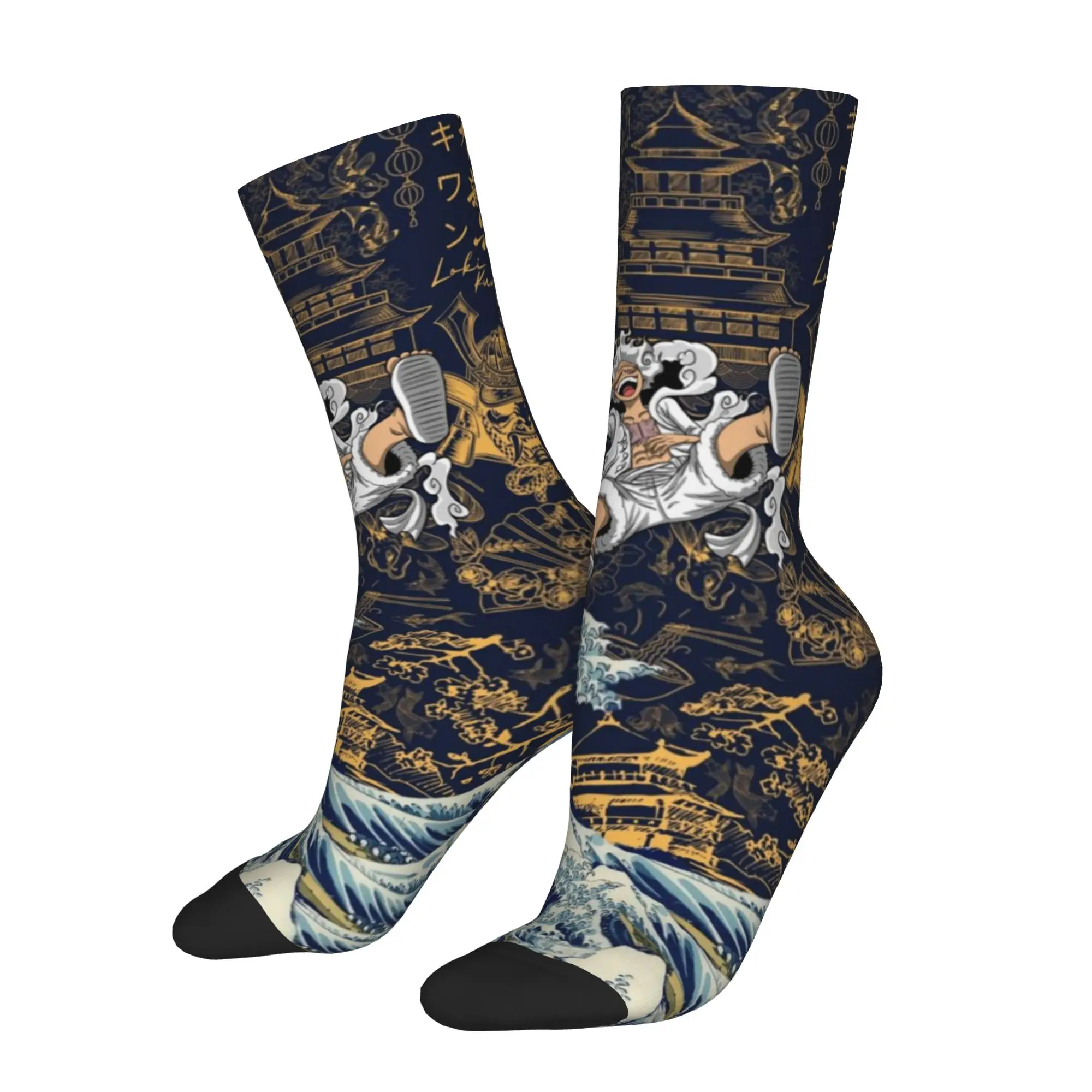 

1 Pair Funny Sock One Piece Luffy (15) Vintage Seamless Pattern Printed Men Socks Novelty Men's Socks