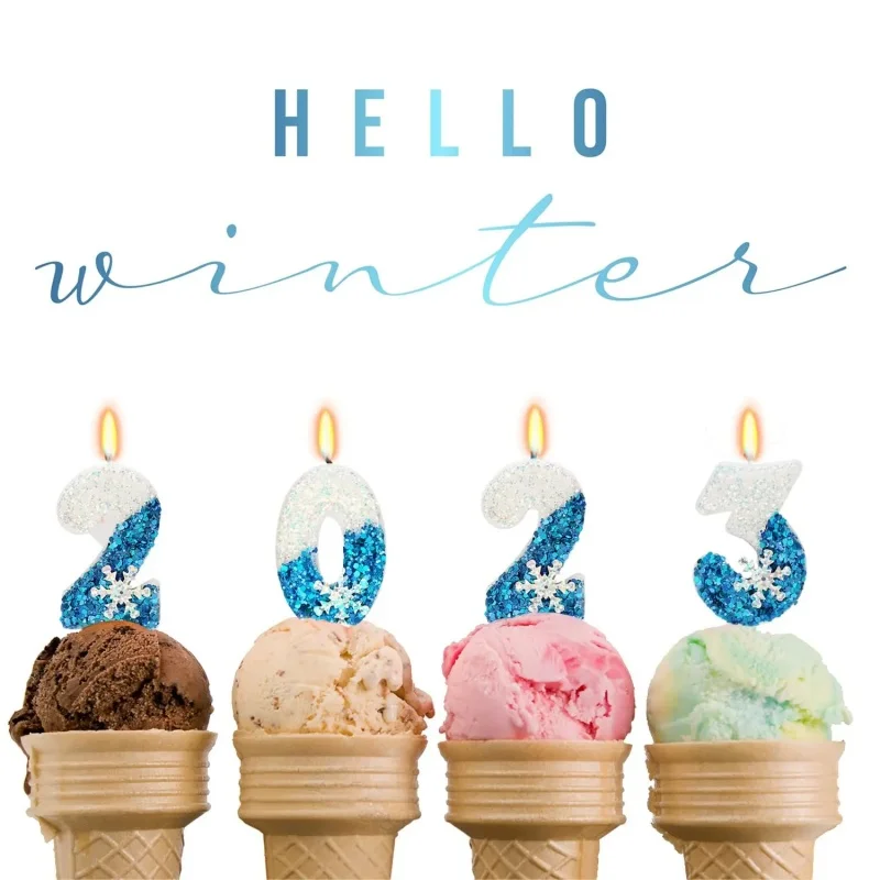 شموع عيد الميلاد المجمدة 0-9 أرقام لامعة زرقاء ندفة الثلج شمعة كعكة أطفال بنات حفلة عيد ميلاد كعكة توبر لوازم الديكور #5