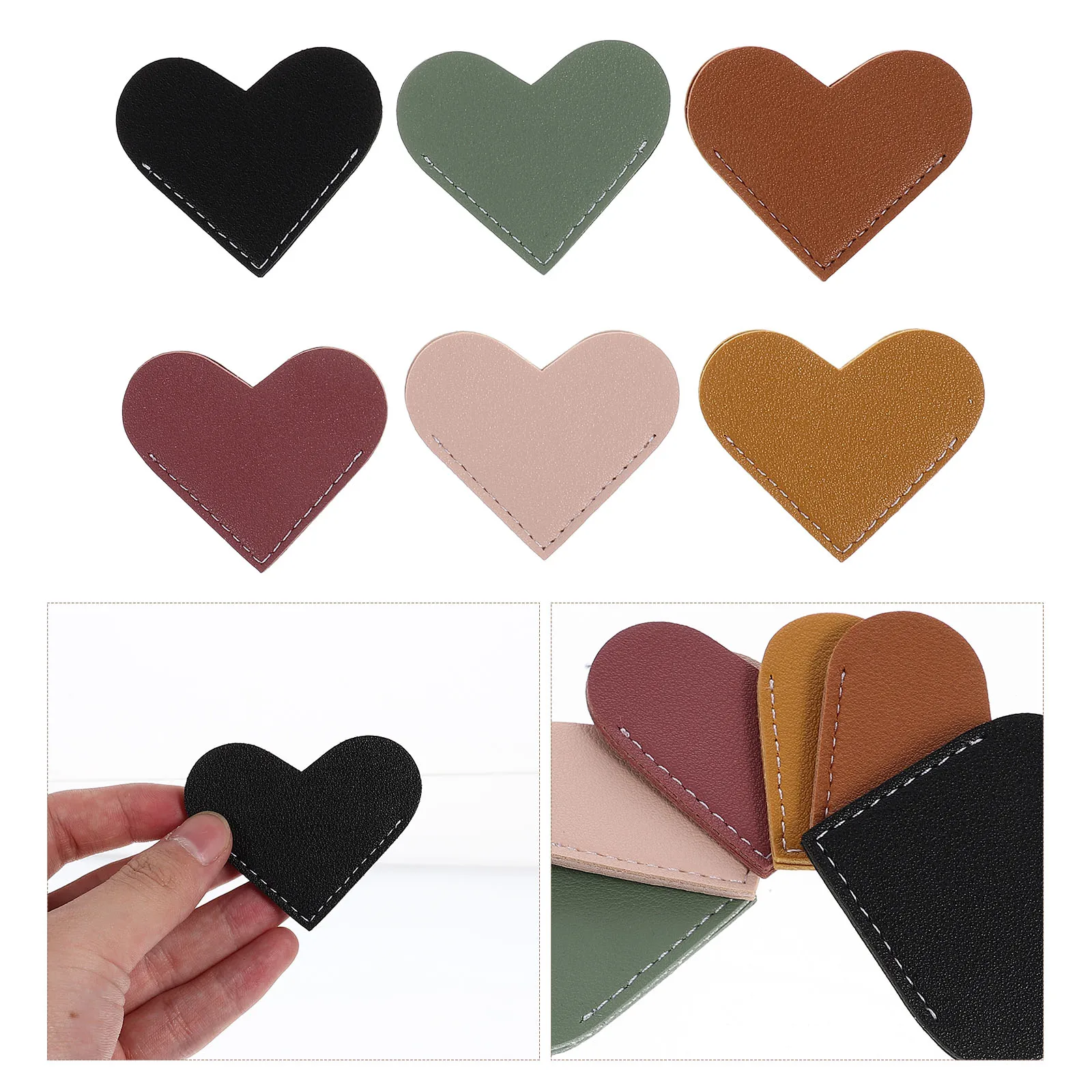 

6Pcs Vintage Heart-shaped Bookmarks For Book Mini Corner Page Marker Solid Candy Color Bookmark For Reader Teacher Gift