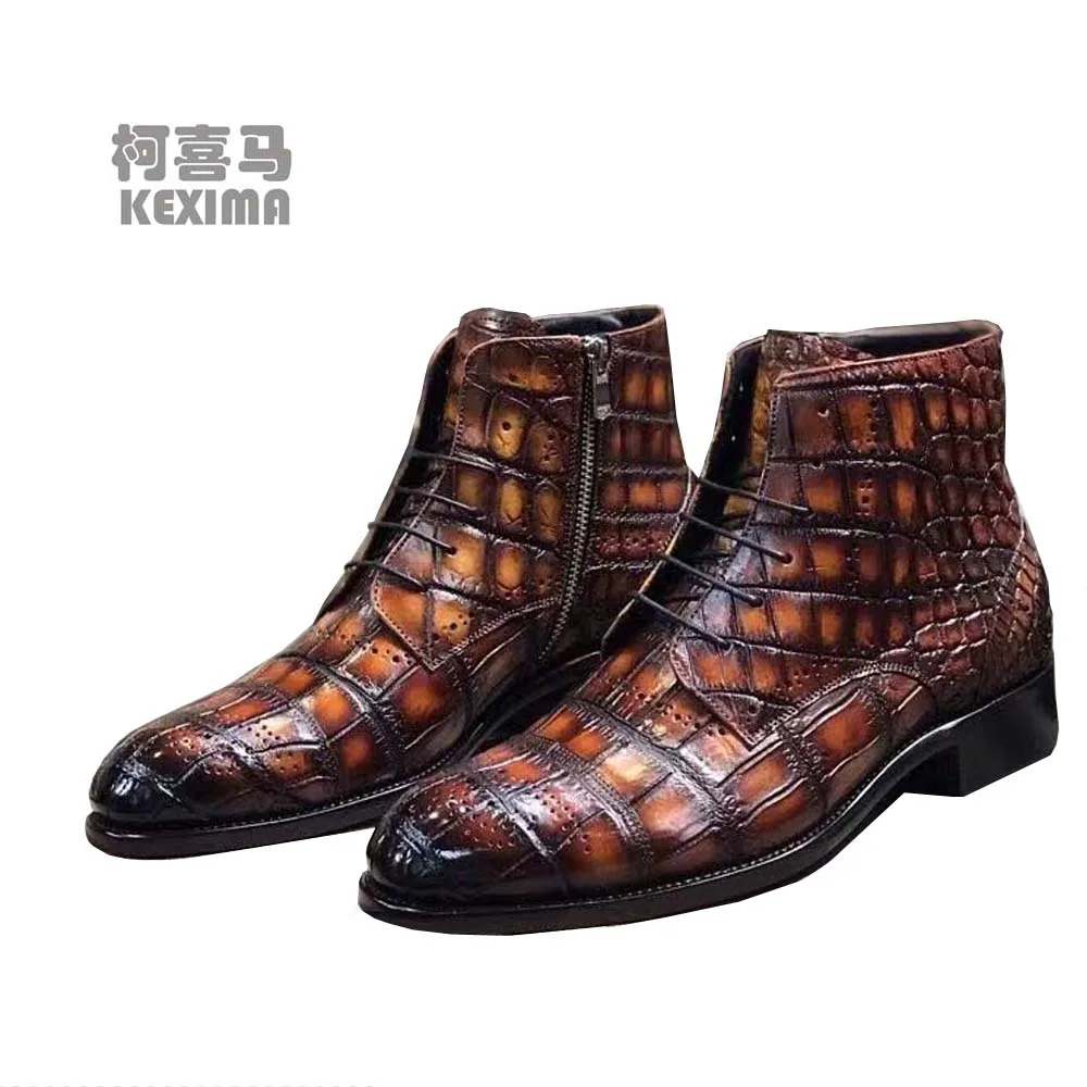 yingshang new arrival men crocodile leather boots male crocodile boots color brush shoes men crocodile boots