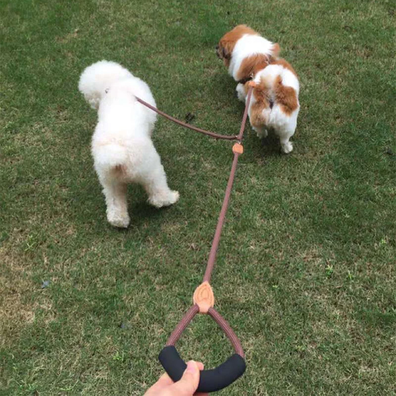 120cm WALK Two DOGS Leash Double Twin Lead Walking Leash Two Pets Cats Dual Couple Dog Leashes Nylon Y Shape Leash For dog cat