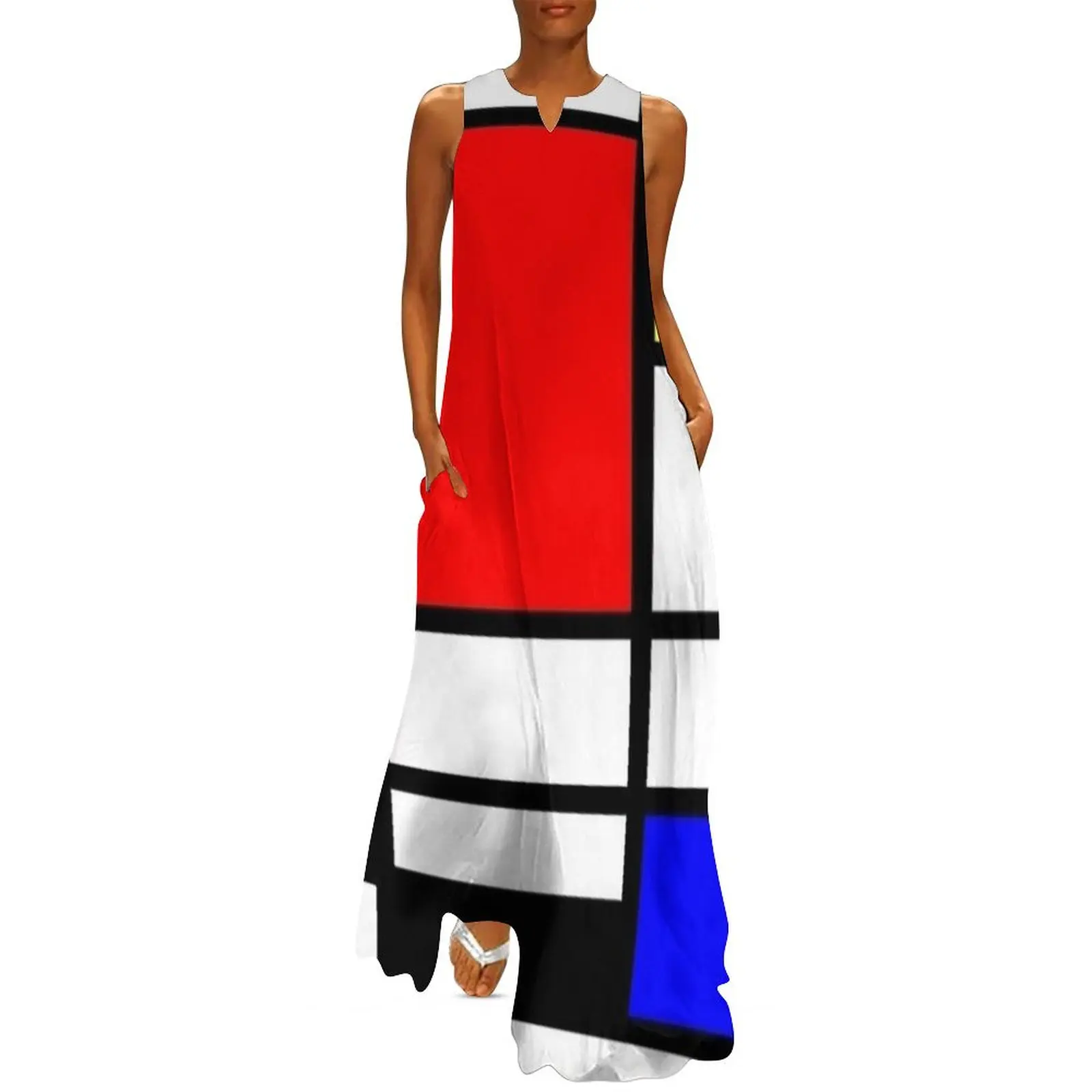 

Mondrian Minimalist Pattern Long Dress summer dress korean women prom dress 2025 evening women Long woman