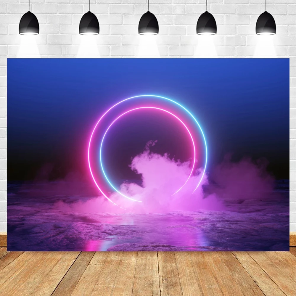 Neon Light Stage Party Cool Dancing Bar Photo Backdrop Photography Fluorescent Aperture Smog Stage Decor Background Photo Studio