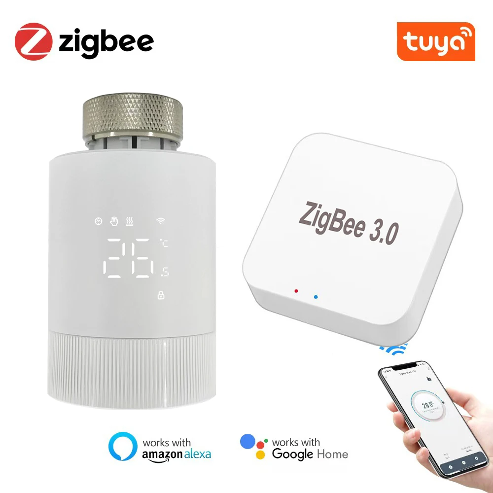 RKHK ZigBee3.0 Radiator Actuator Programmable Thermostatic Valve Tuya Temperature Controller Works With Alexa Google Smart Home