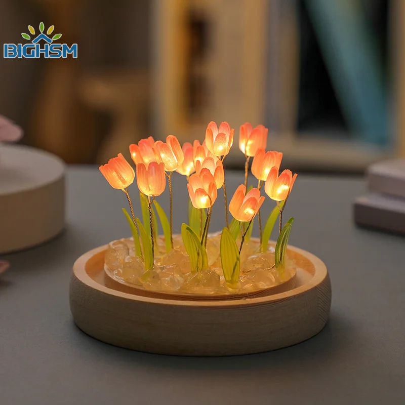 Tulip Night Lights Diy Material Package Creative Lamp Home Decoration Valentine\'s Day Holiday Gift For Family Surprise