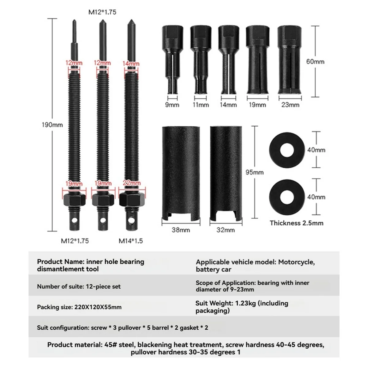 【Buy&It$Now】Motorcycle Inner Bearing Removal Kit Inner Bearing Extractor Kit Motorcycle Box Removal Tool Bearing Removal Tool