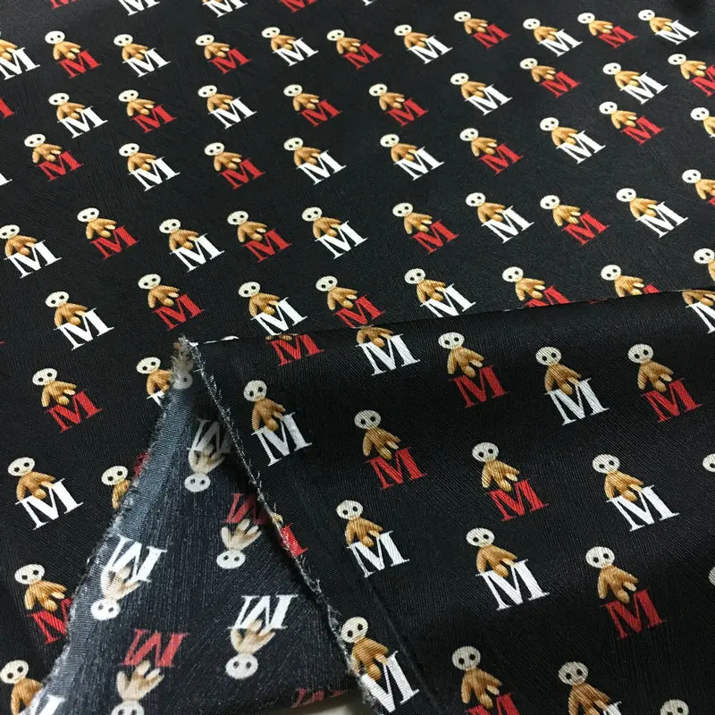 Herringbone pattern silk stretch satin fabric tiger bear print mulberry silk high quality material for dress Alibaba Express