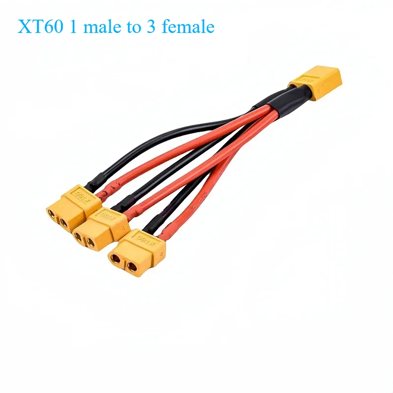 XT60 Paralleler Batterieanschluss Stecker/Buchse Kabel Dual Extension Y Splitter 3-Wege 14AWG Silikondraht für RC Drone Batteriemotor