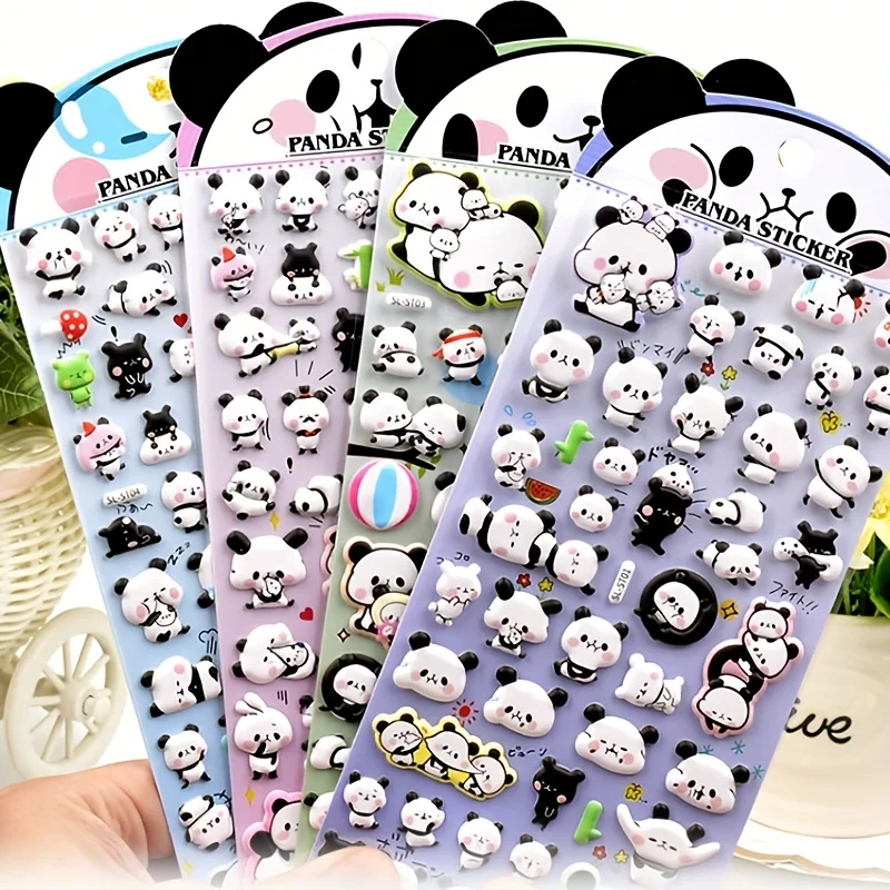 

4 pcs/lot Kawaii 3D Puffy Panda Daily Life Stickers Scrapbooking Diy Journal Stationery Sticker Cute Deco Aesthetic Art Supplies