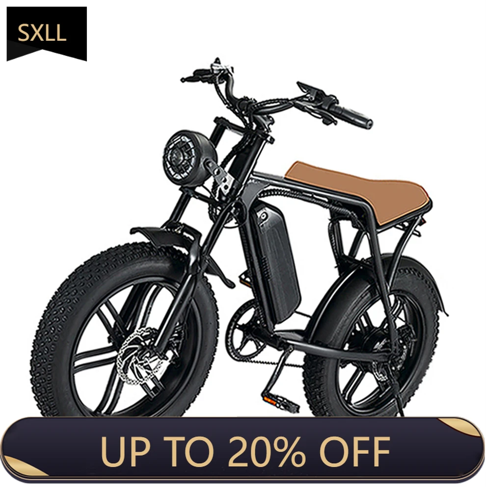 

SXLL Electric bike mountain bike retro fat tires electric bike 750w fat bike