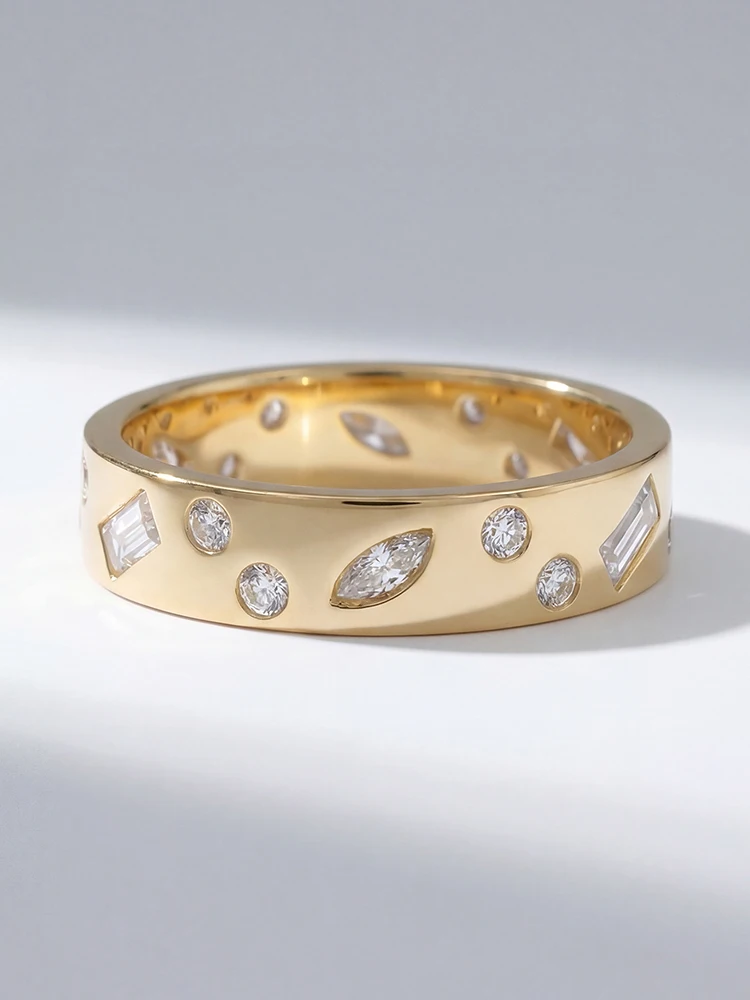 925 Sterling Silber Mode Goldene Geometrische Muster Zirkon Ring für Frauen Verlobung Hochzeit Luxus Hochwertiger Edel-Schmuck – Detail 1