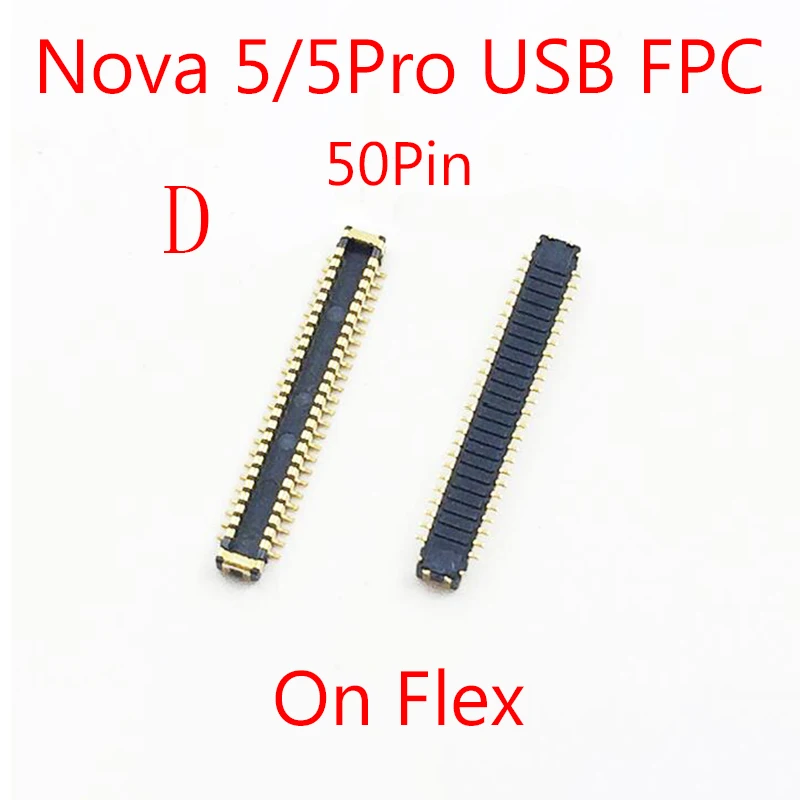 5pcs 40 50 Pin LCD Display Screen FPC Connector For Huawei Nova 5 Pro/Nova5/Nova 5Pro USB Charge Charging FPC Connector On Board