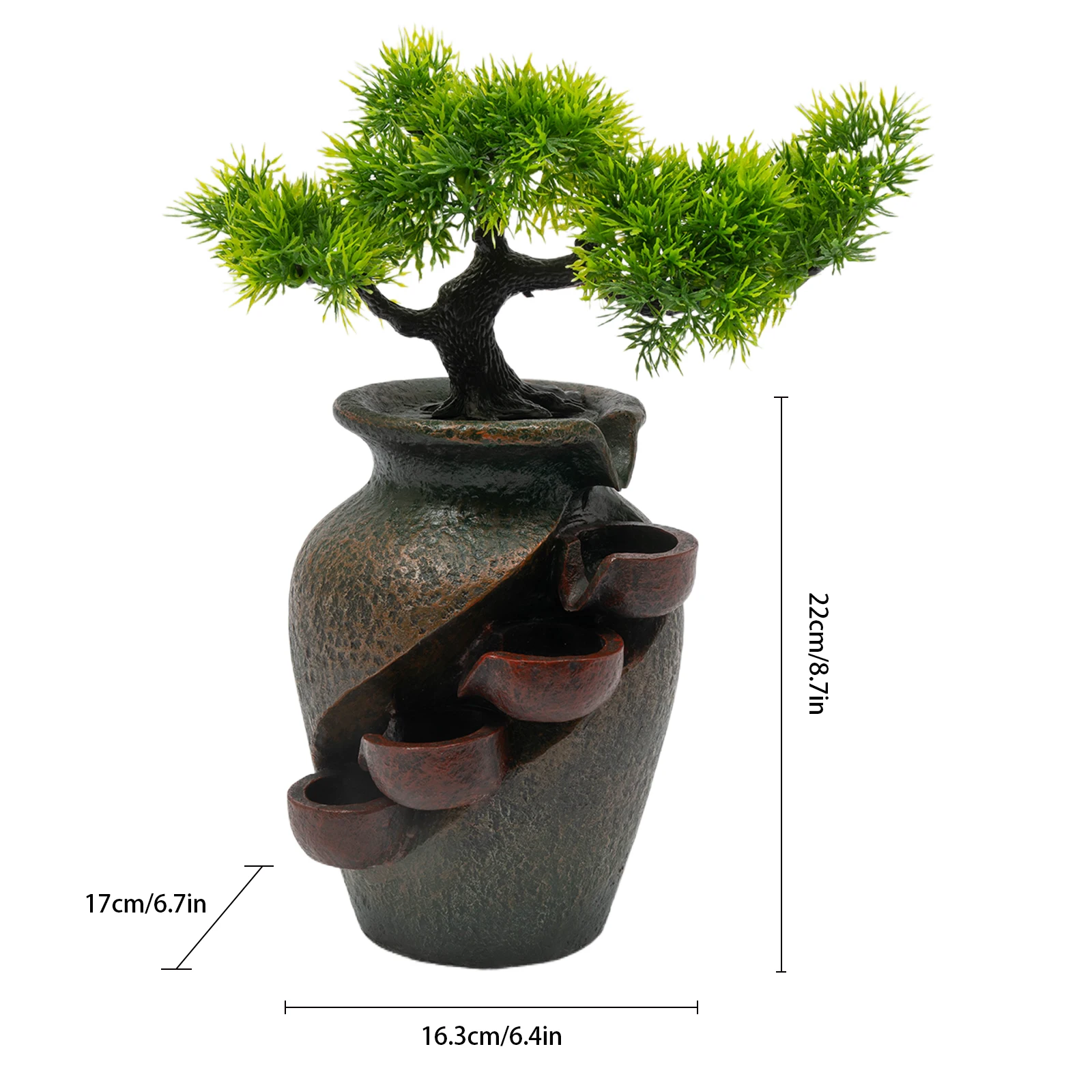 8.7in نافورة الماء منضدية 4-Layer مضخة هادئة للمنزل مكتب عمل اليوغا غرفة التأمل الاسترخاء الديكور #4