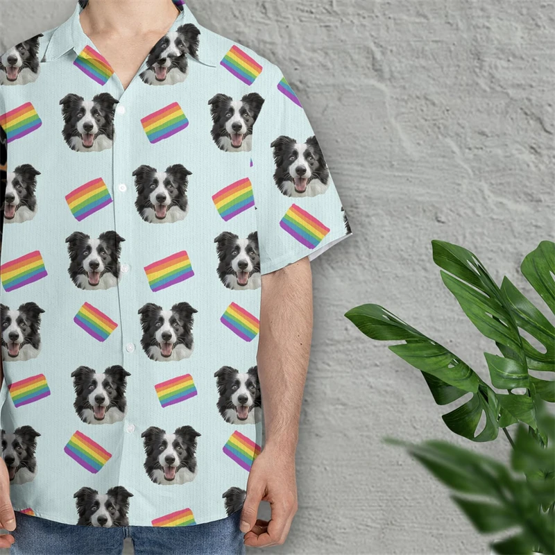 Kaus motif 3D bendera pelangi untuk pria LGBT pakaian busana Harajuku blus Parade kerah Beagle Bernese blus atasan hewan peliharaan