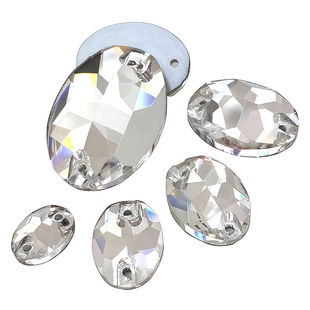 Oval Ellipse Crystal Clear Glass Rhinestone with 2 Holes Flat Back Sew On Strass Craft for Wedding Clothes Bags Garment Ornament view 6