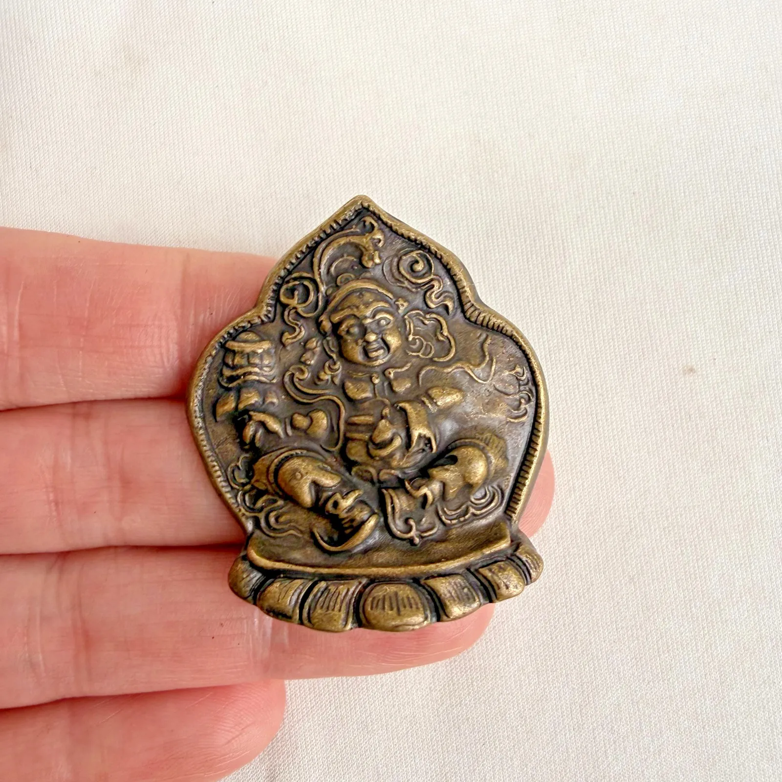 Antique Old Tibetan Buddhism Yellow Lima Copper Yellow Jambhala  amulet