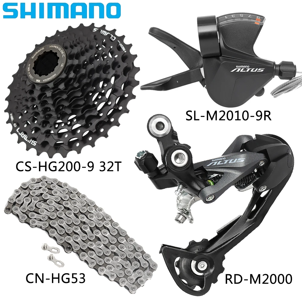 Grupo de desviadores de bicicleta SHIMANO ALTUS de 9 velocidades SL-M2010-9R RD-M2000 CS-HG200 32T/34T/36T casete CN-HG53 cadena piezas originales